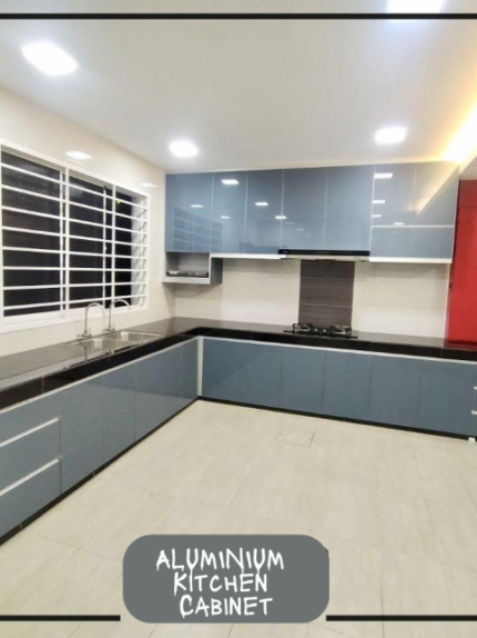 Kitchen Cabinet Black Silver